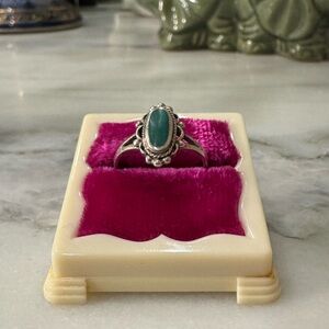 925 Silver and Malachite Stone Ring